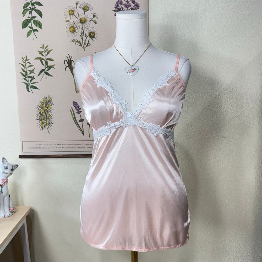 Satin Lace Babydoll Cami Top Coquette Dolly Kei Romantic Fairy Dainty Femme M